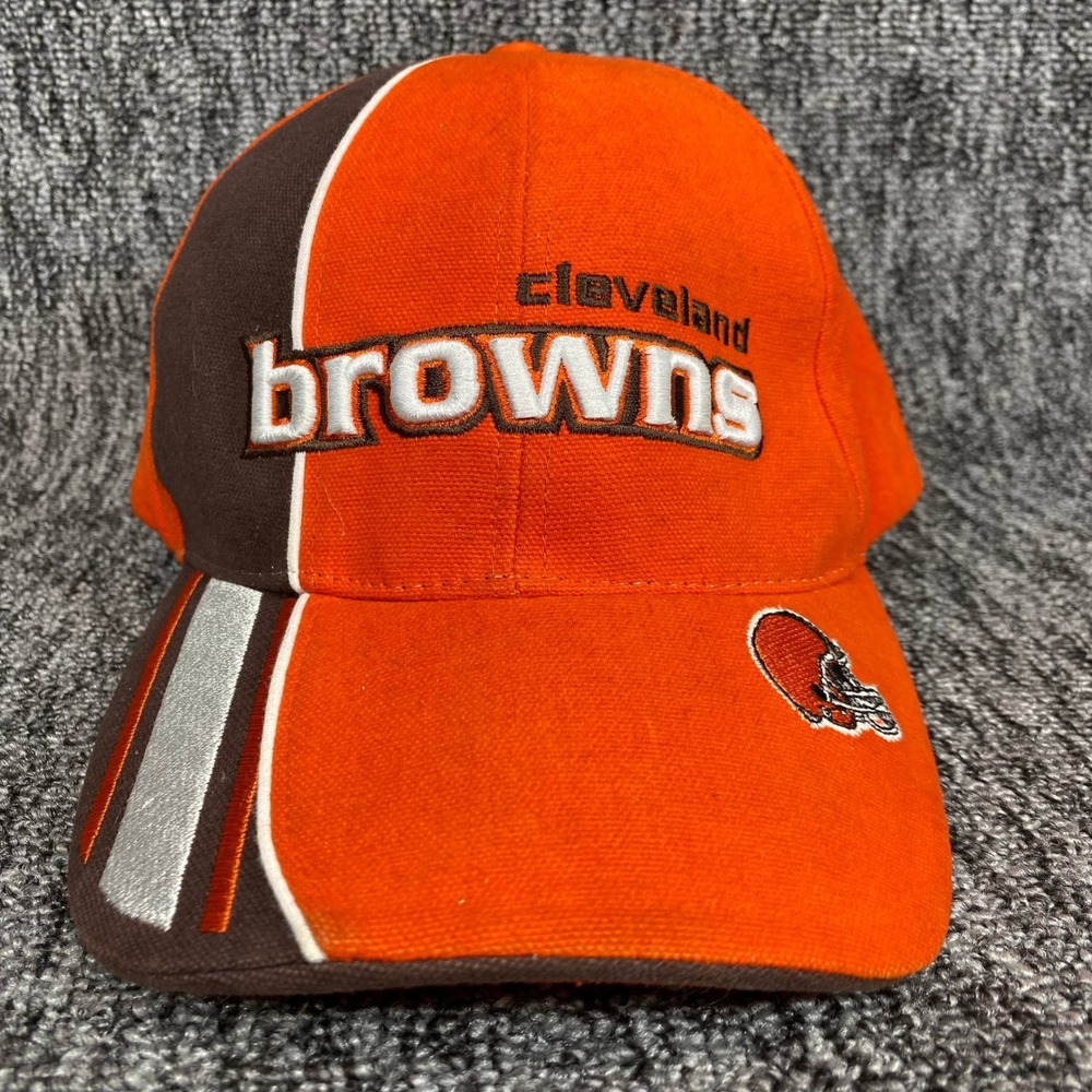 Vintage Cleveland Browns NFL Hat Cap Orange Brown Colorblock Helmet Logo Y2K